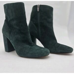 Vince Camuto Dannia Green Suede Leather Block Heel Ankle Boots Women's 8M Forest